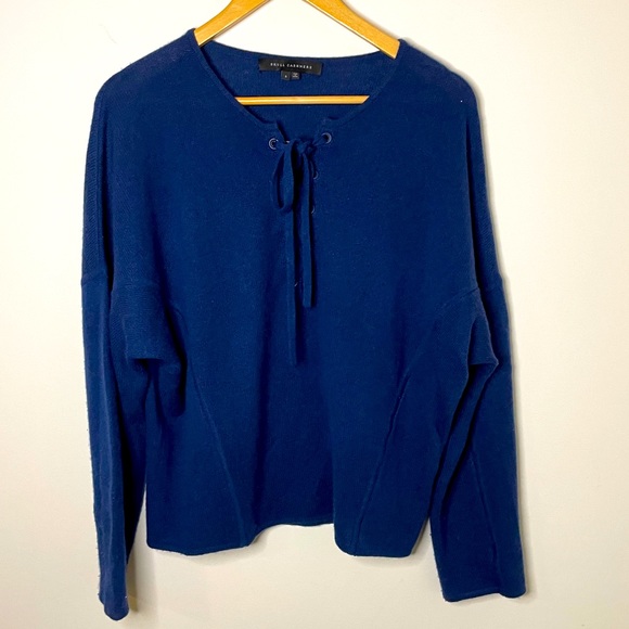 Blue 360 SKULL Cashmere Tir Front Sweater w/Skull Intarsia on back Women’s Sz S - Picture 4 of 12